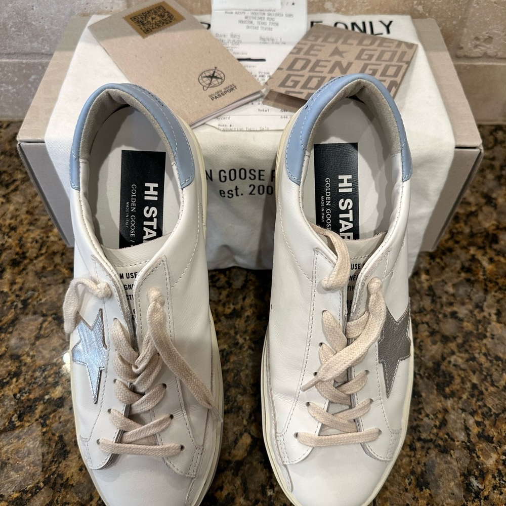 Women’s Golden Goose Hi Star Classic White/Silver/Powder